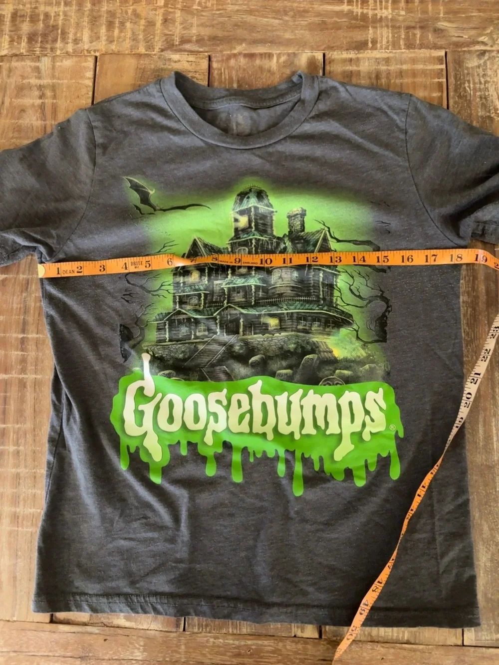 Kids' Black Graphic Tee with Green Haunted House